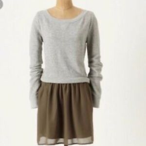 GREY AND GREEN SWEATSHIRT CHIFFON DRESS
